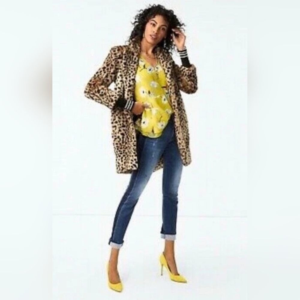 CAbi Josephine Coat Leopard Faux Fur #3727 Medium